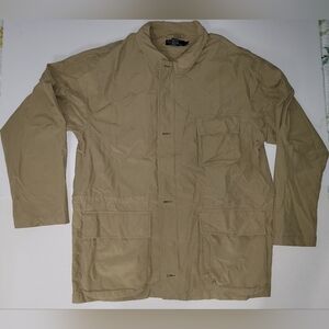 Polo Ralph Lauren Khaki Collared Zip And Button Up Drawstring Trench Overcoat
